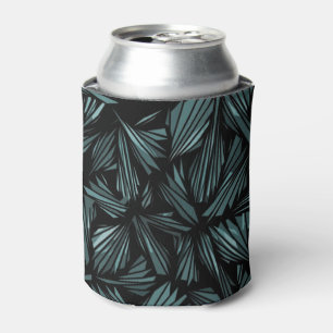 Abstract Shattered Glass Blue Pattern Can Cooler