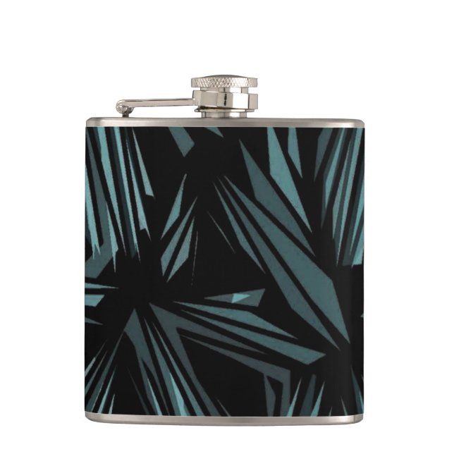 Abstract Shattered Glass Blue Pattern Flask (Front)
