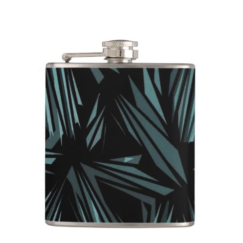 Abstract Shattered Glass Blue Pattern Flask