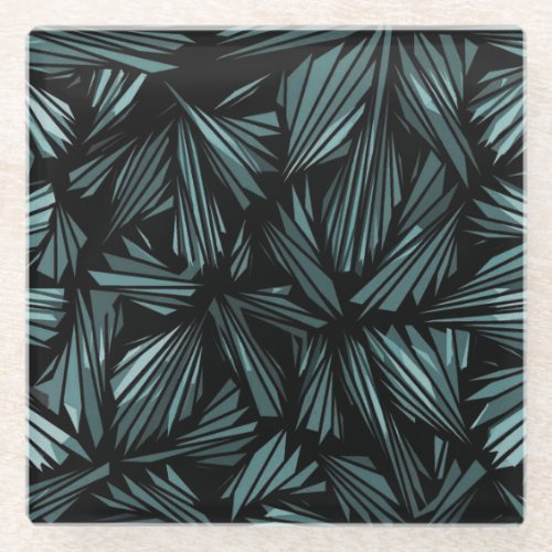 Abstract Shattered Glass Blue Pattern Glass Coaster