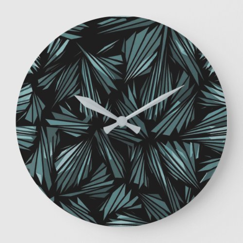 Abstract Shattered Glass Blue Pattern Large Clock
