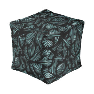 Abstract Shattered Glass Blue Pattern Pouf
