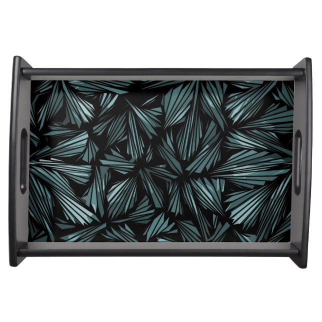 Abstract Shattered Glass Blue Pattern Serving Tray (Front)