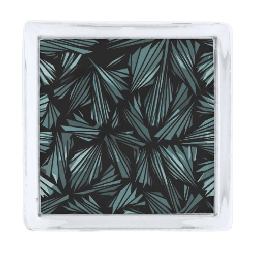 Abstract Shattered Glass Blue Pattern Silver Finish Lapel Pin