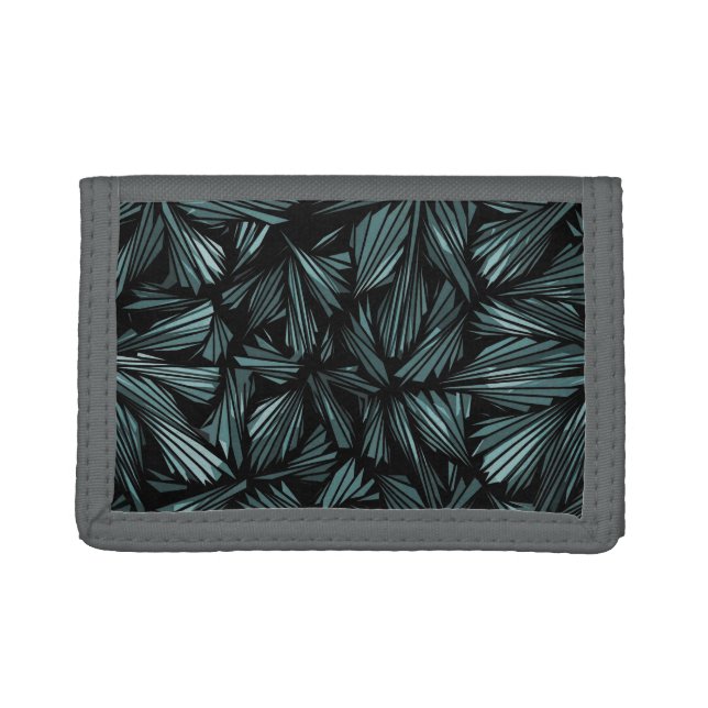 Abstract Shattered Glass Blue Pattern Trifold Wallet (Front)