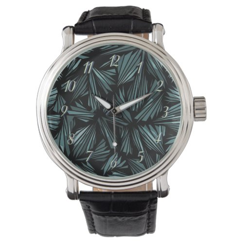 Abstract Shattered Glass Blue Pattern Watch