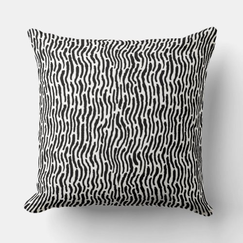 Abstract Shibori Style Stripes _ Black on White Throw Pillow