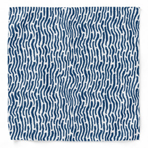 Abstract Shibori Style Stripes - Blue on White Ban Bandana