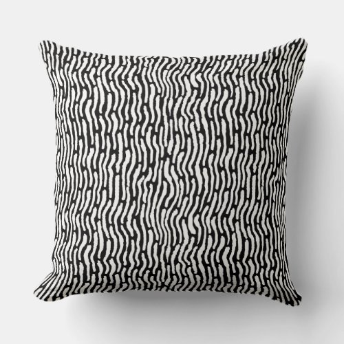 Abstract Shibori Style Stripes _ White on Black Throw Pillow