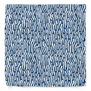 Abstract Shibori Style Stripes - White on Blue Ban Bandana