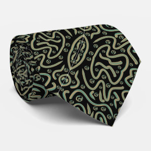 Abstract Shimmer Tubing With Green And Gold Colors Neck Tie