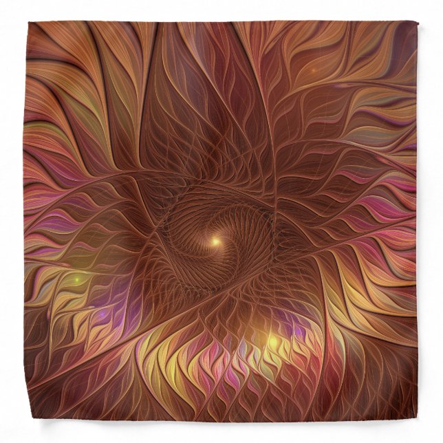 Abstract Shining Brown Plant Striking Fractal Art Bandana (Front)