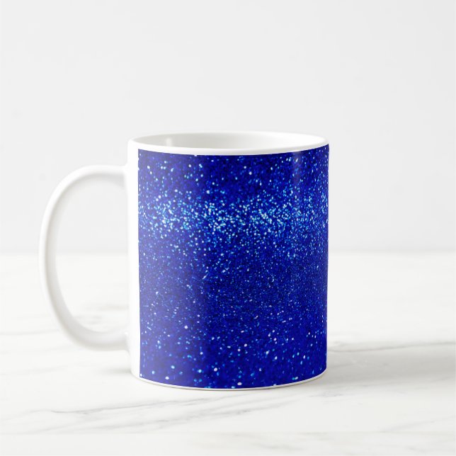 Abstract shiny blue glitter background coffee mug (Left)
