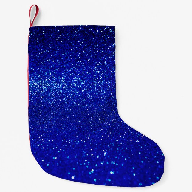 Abstract shiny blue glitter background small christmas stocking (Front)