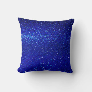 Abstract shiny blue glitter background throw pillow