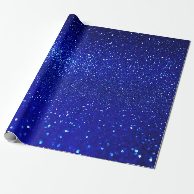 Abstract shiny blue glitter background wrapping paper (Unrolled)