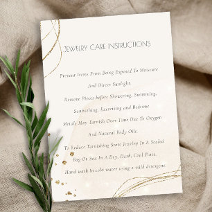 Abstract Shiny Gold Ivory Watercolor Jewelry Care Business Card