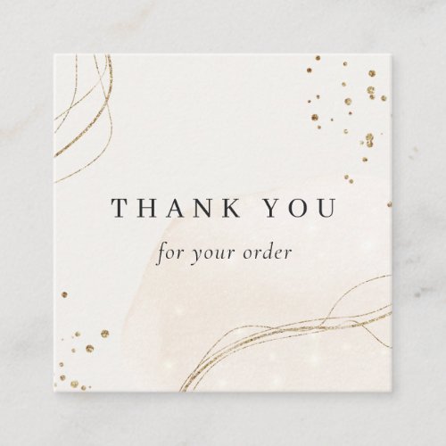 Abstract Shiny Ivory Gold Thank You For Your Order Square Business Card