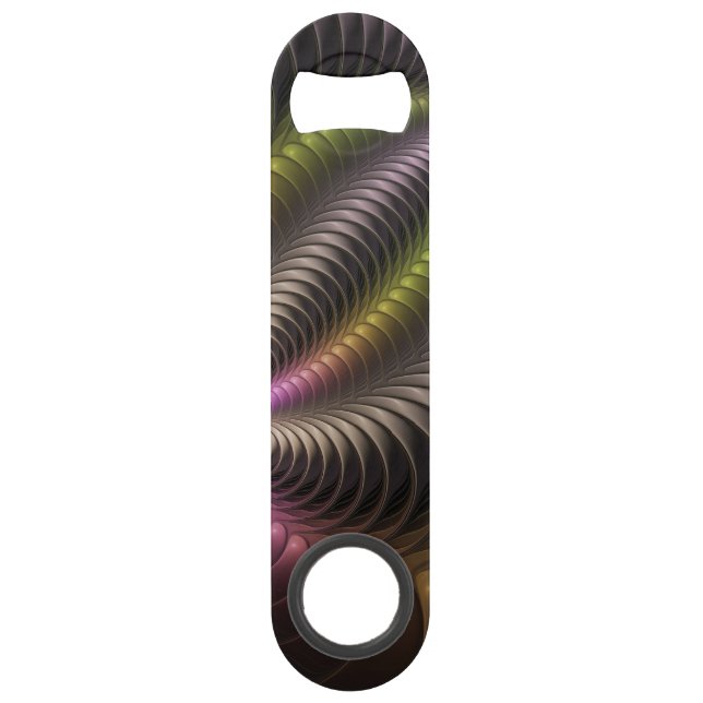 Abstract Shiny Trippy Colorful 3D Fractal Art Bar Key (Front)
