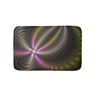 Abstract Shiny Trippy Colorful 3D Fractal Art Bath Mat