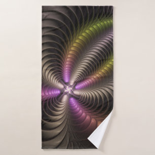 Abstract Shiny Trippy Colorful 3D Fractal Art Bath Towel