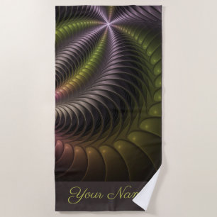 Abstract Shiny Trippy Colorful 3D Fractal Art Beach Towel