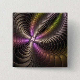 Abstract Shiny Trippy Colorful 3D Fractal Art Button
