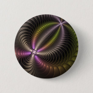 Abstract Shiny Trippy Colorful 3D Fractal Art Button