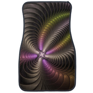 Abstract Shiny Trippy Colorful 3D Fractal Art Car Floor Mat