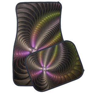 Abstract Shiny Trippy Colorful 3D Fractal Art Car Floor Mat