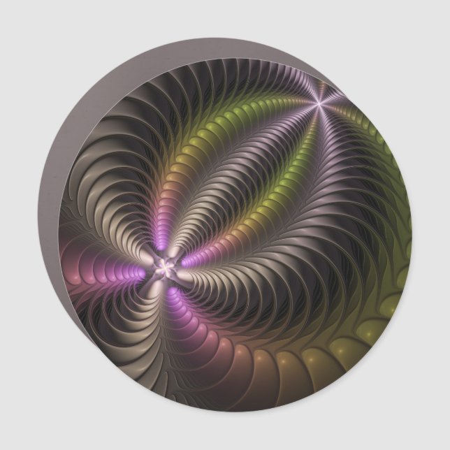Abstract Shiny Trippy Colorful 3D Fractal Art Car Magnet (Front)