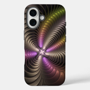 Abstract Shiny Trippy Colorful 3D Fractal Art iPhone 16 Case