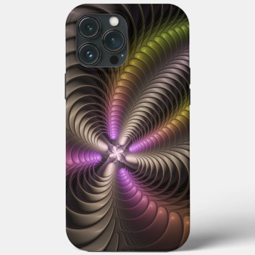 Abstract Shiny Trippy Colorful 3D Fractal Art iPhone 13 Pro Max Case