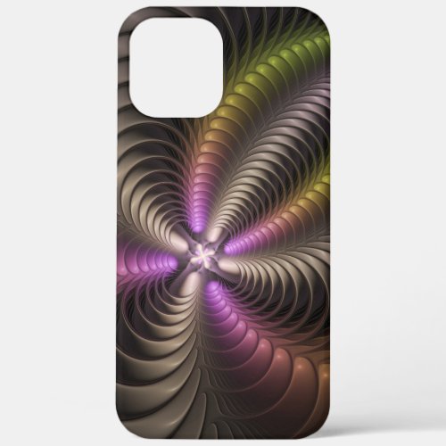 Abstract Shiny Trippy Colorful 3D Fractal Art iPhone 12 Pro Max Case