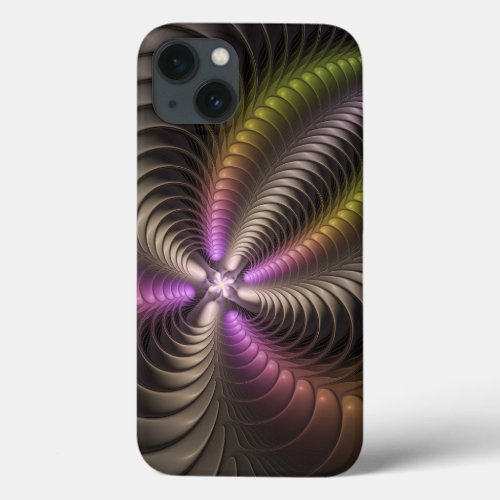 Abstract Shiny Trippy Colorful 3D Fractal Art iPhone 13 Case