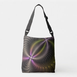 Abstract Shiny Trippy Colorful 3D Fractal Art Crossbody Bag