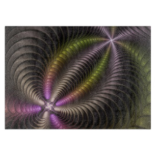 Abstract Shiny Trippy Colorful 3D Fractal Art Cutting Board