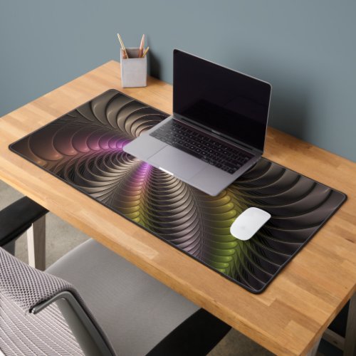 Abstract Shiny Trippy Colorful 3D Fractal Art Desk Mat