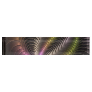 Abstract Shiny Trippy Colorful 3D Fractal Art Desk Name Plate