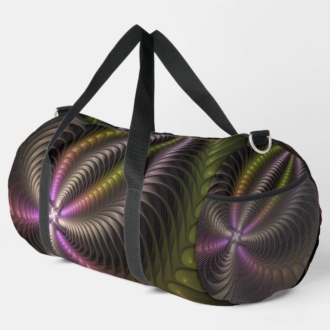 Abstract Shiny Trippy Colorful 3D Fractal Art Duffle Bag (Right Corner)