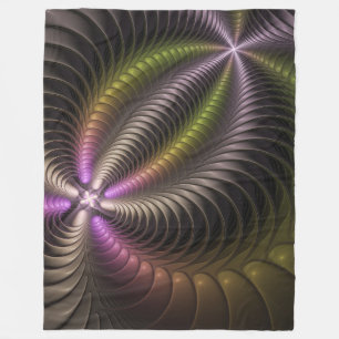 Abstract Shiny Trippy Colorful 3D Fractal Art Fleece Blanket