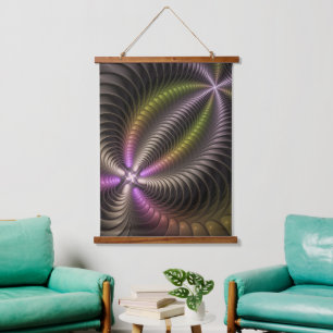 Abstract Shiny Trippy Colorful 3D Fractal Art Hanging Tapestry