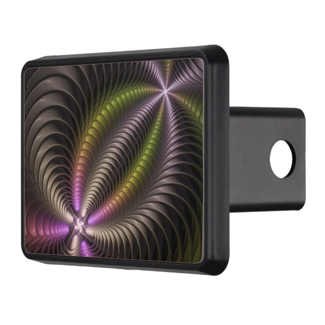 Abstract Shiny Trippy Colorful 3D Fractal Art Hitch Cover (Left)