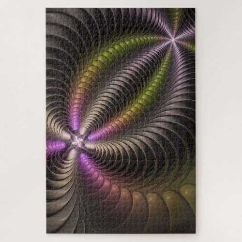 Abstract Shiny Trippy Colorful 3D Fractal Art Jigsaw Puzzle