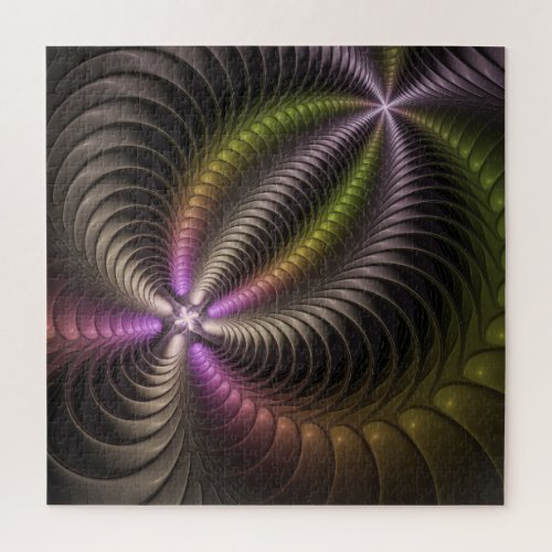 Abstract Shiny Trippy Colorful 3D Fractal Art Jigsaw Puzzle