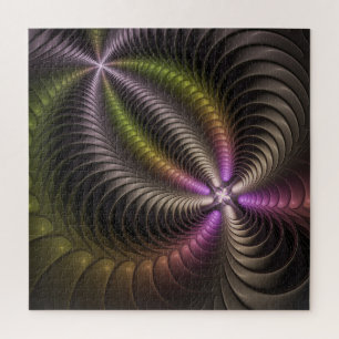 Abstract Shiny Trippy Colorful 3D Fractal Art Jigsaw Puzzle