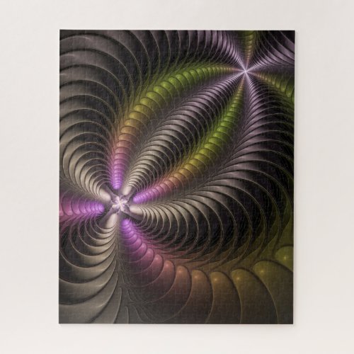 Abstract Shiny Trippy Colorful 3D Fractal Art Jigsaw Puzzle