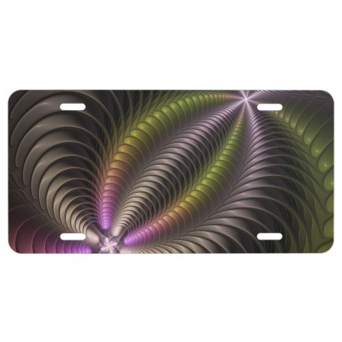 Abstract Shiny Trippy Colorful 3D Fractal Art License Plate