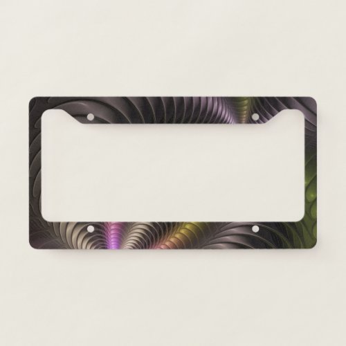 Abstract Shiny Trippy Colorful 3D Fractal Art License Plate Frame