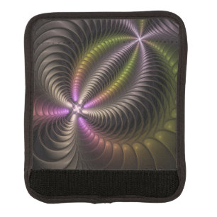 Abstract Shiny Trippy Colorful 3D Fractal Art Luggage Handle Wrap